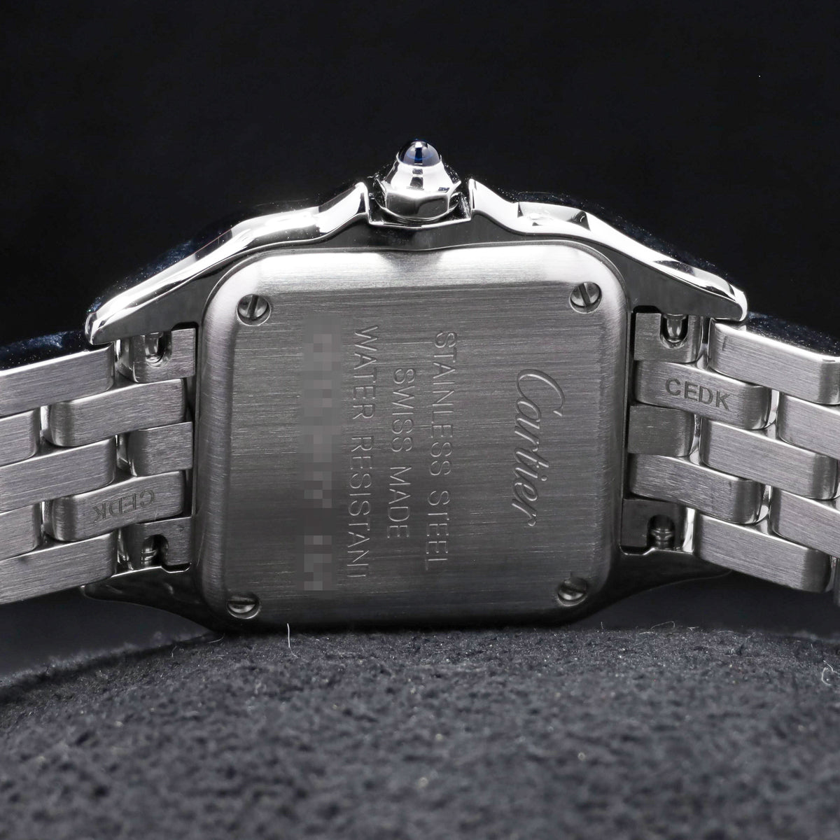 Cartier Panthere Complete 22mm Stainless Steel Silver / White with Roman Numerals Dial Stainless Steel Smooth Bezel Stainless Steel Integrated Bracelet with Folding Clasp WSPN0006