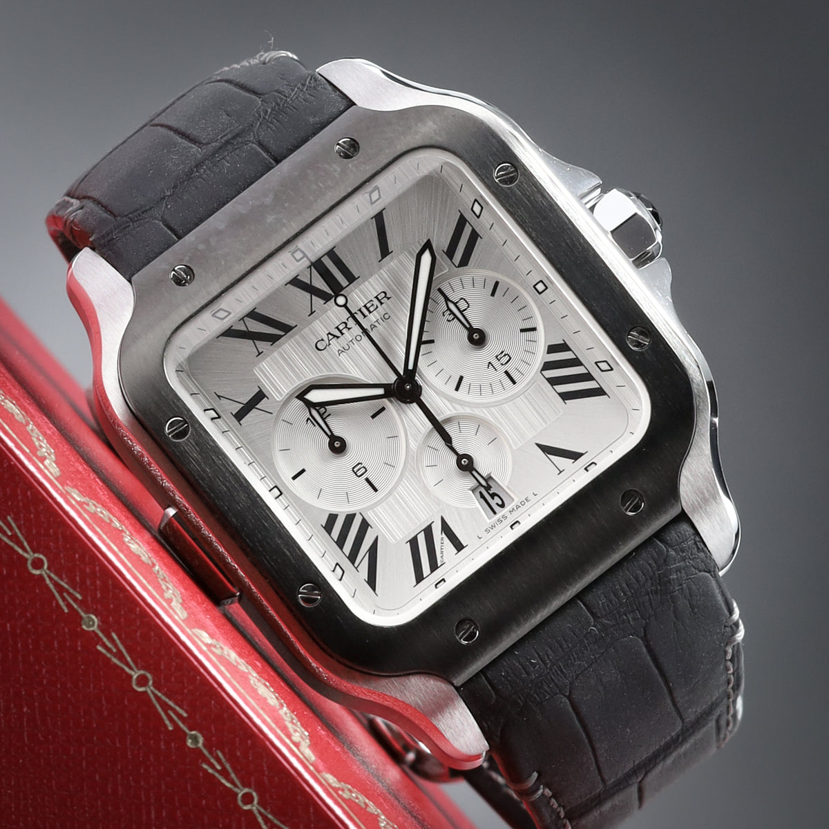 Cartier Santos De Cartier Chronograph 43.3mm Extra Large Model White Silver Roman WSSA0017