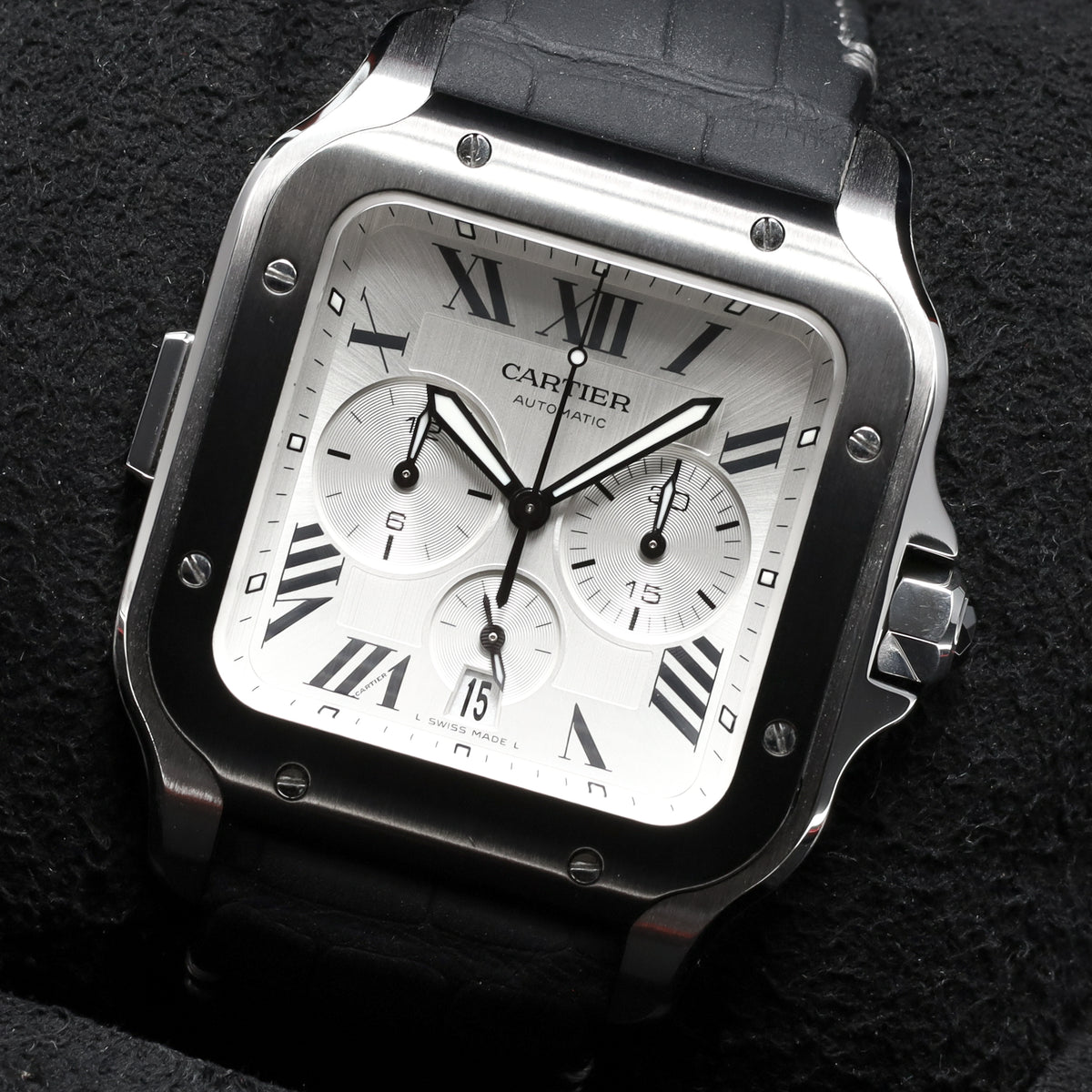Cartier Santos De Cartier Chronograph 43.3mm Extra Large Model White Silver Roman WSSA0017