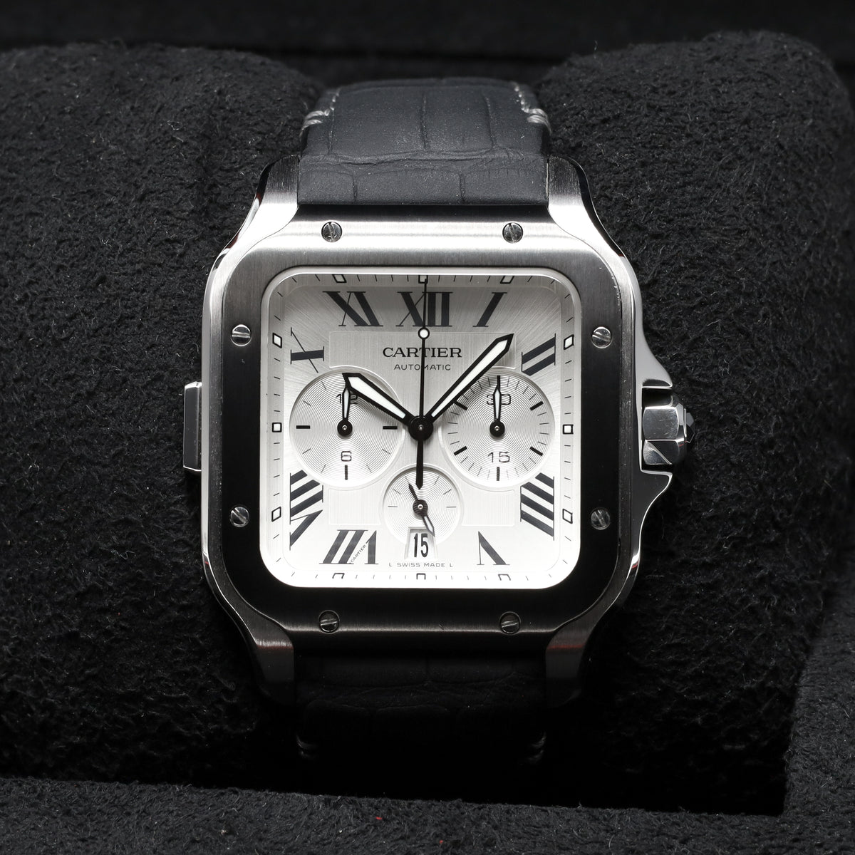 Cartier Santos De Cartier Chronograph 43.3mm Extra Large Model White Silver Roman WSSA0017