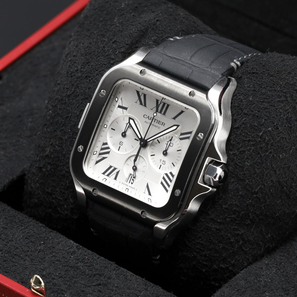 Cartier Santos De Cartier Chronograph 43.3mm Extra Large Model White Silver Roman WSSA0017