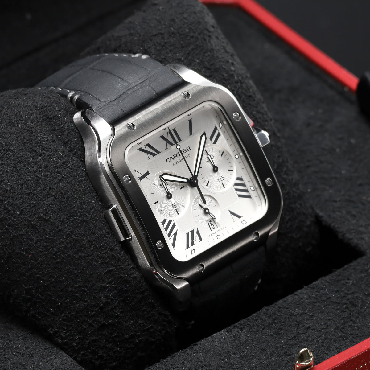 Cartier Santos De Cartier Chronograph 43.3mm Extra Large Model White Silver Roman WSSA0017