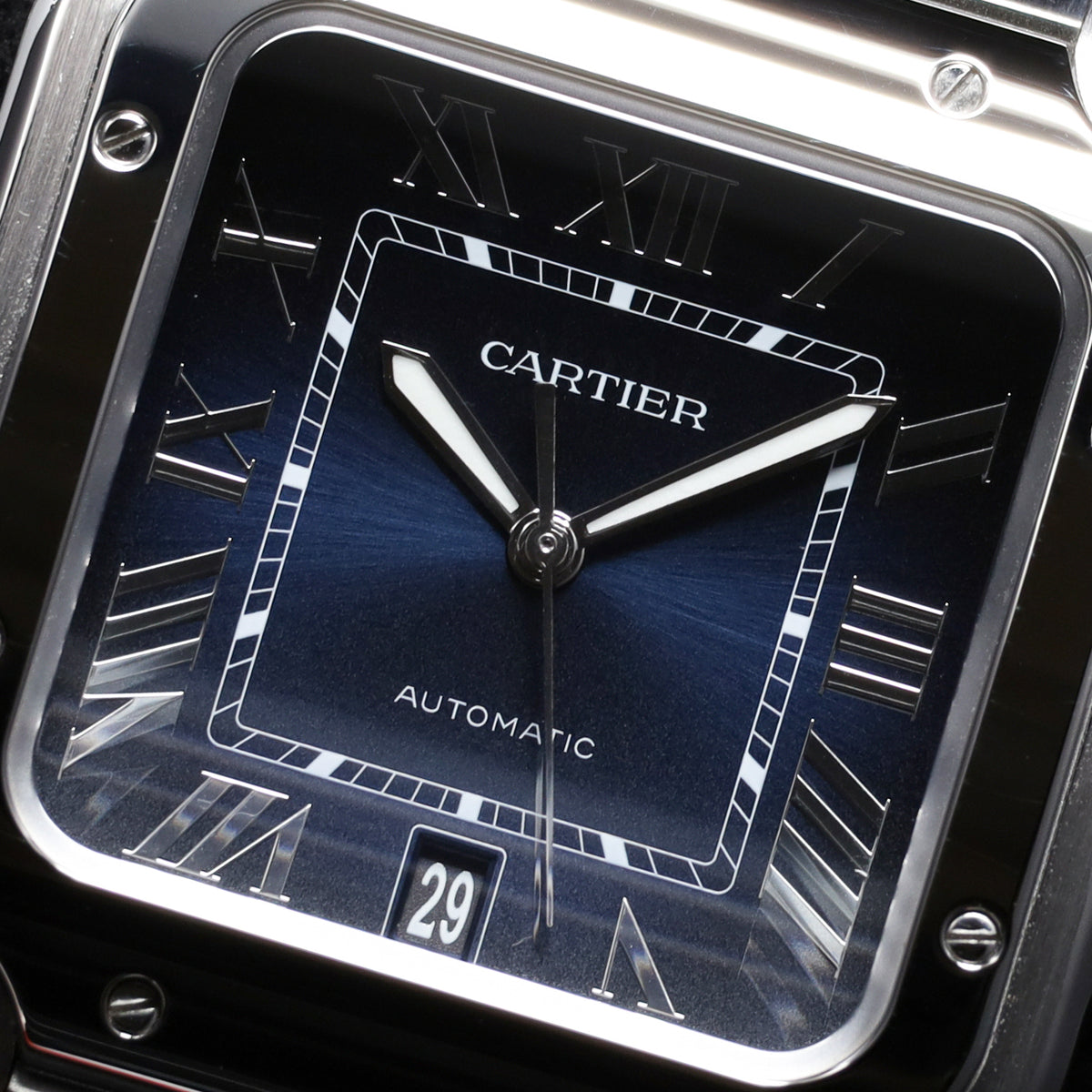 Cartier Santos 2023 Complete 39.8mm Stainless Steel Case Blue Dial Stainless Steel Bezel Stainless Steel Bracelet WSSA0030