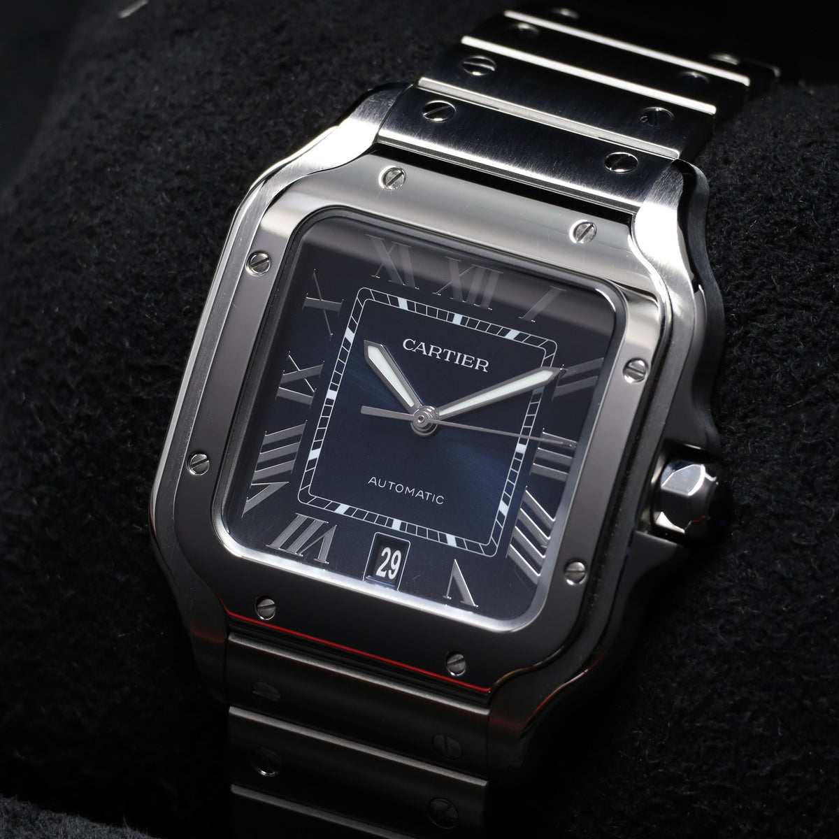 Cartier Santos 2023 Complete 39.8mm Stainless Steel Case Blue Dial Stainless Steel Bezel Stainless Steel Bracelet WSSA0030