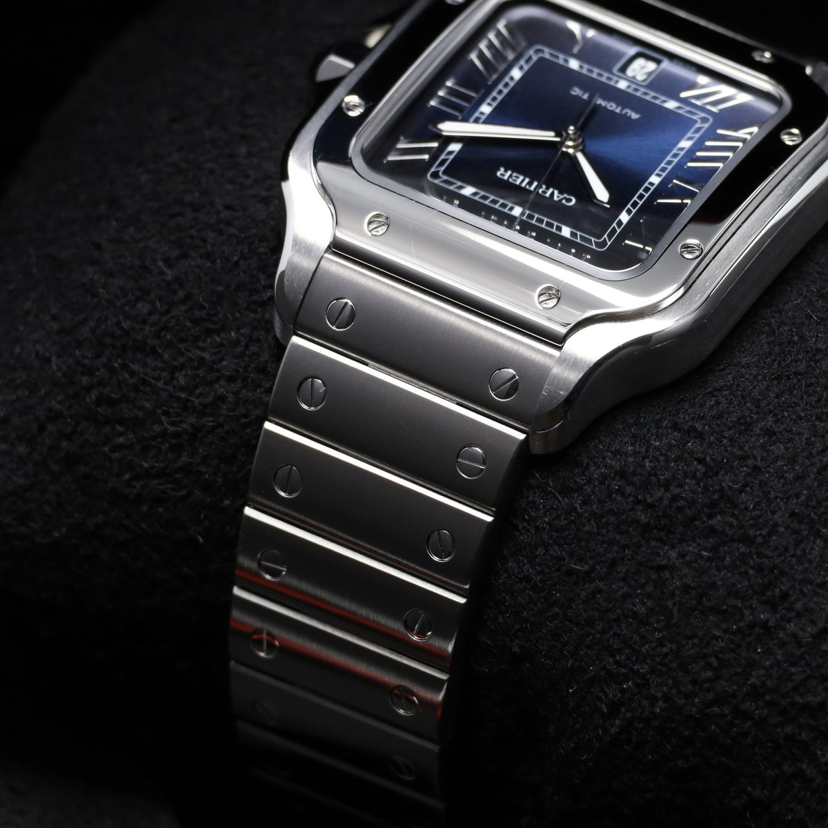 Cartier Santos 2023 Complete 39.8mm Stainless Steel Case Blue Dial Stainless Steel Bezel Stainless Steel Bracelet WSSA0030