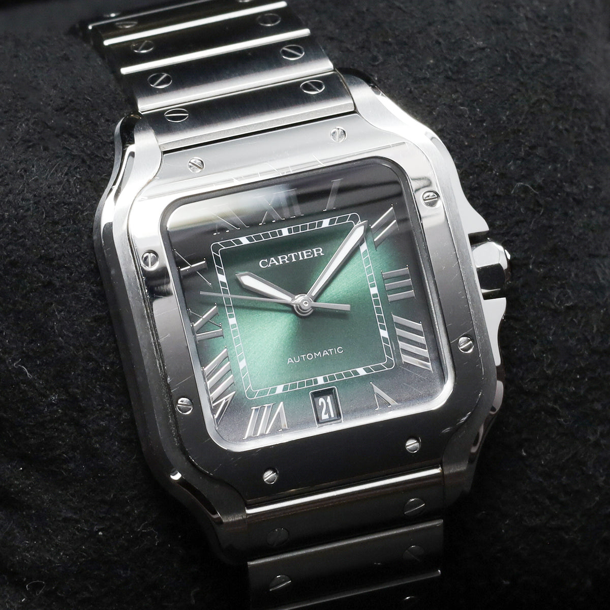 Cartier Santos Complete 39.8mm Stainless Steel Green Dial Stainless Steel Stainless Steel Bracelet WSSA0062