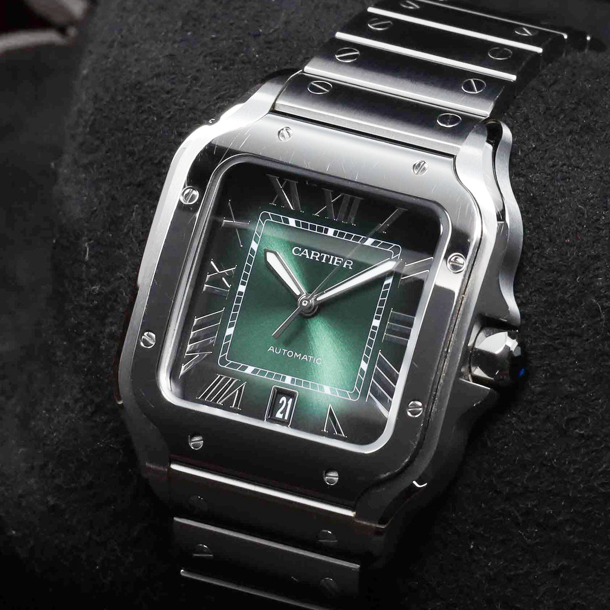 Cartier Santos Complete 39.8mm Stainless Steel Green Dial Stainless Steel Stainless Steel Bracelet WSSA0062
