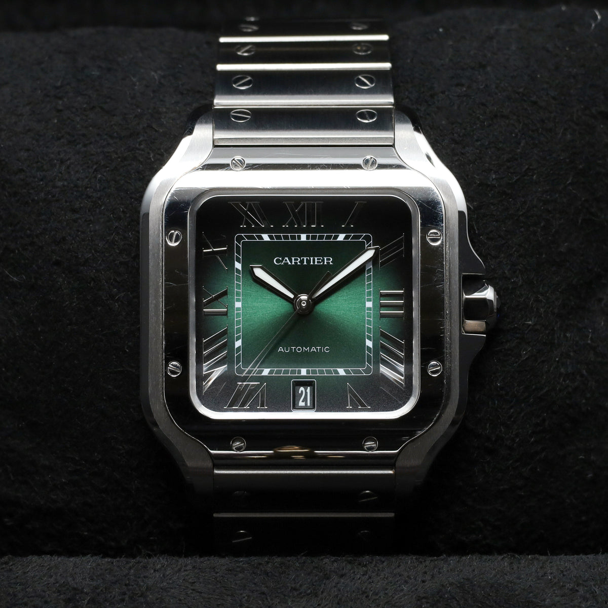 Cartier Santos Complete 39.8mm Stainless Steel Green Dial Stainless Steel Stainless Steel Bracelet WSSA0062