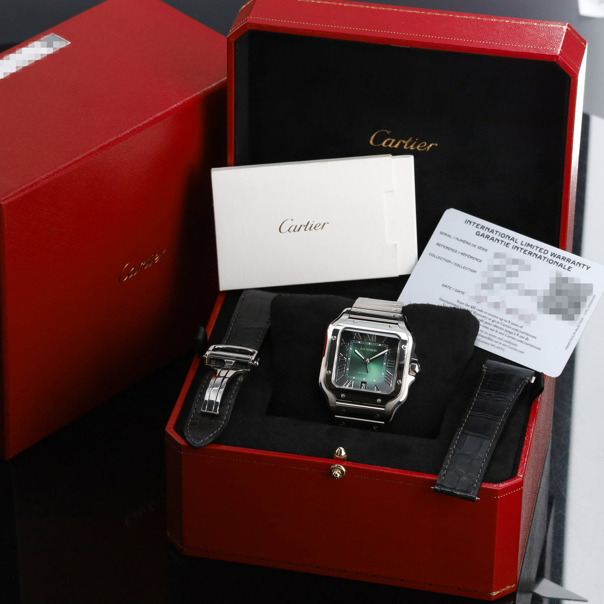 Cartier Santos Complete 39.8mm Stainless Steel Green Dial Stainless Steel Stainless Steel Bracelet WSSA0062