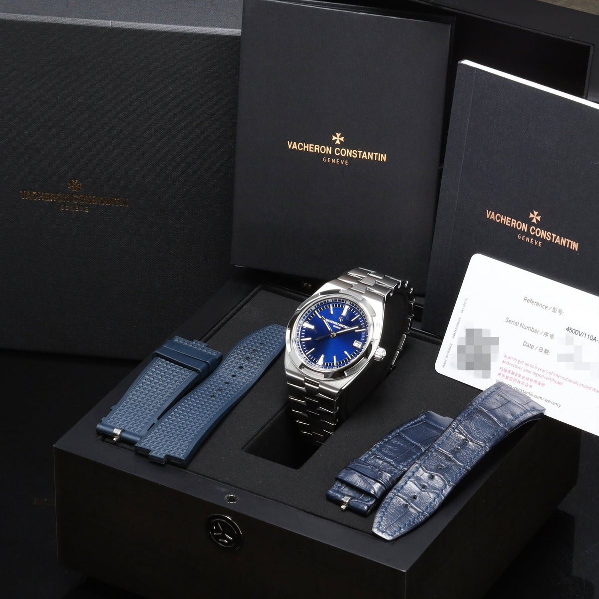 Vacheron Overseas Complete 41mm Stainless Steel Blue Dial Maltese Cross Bezel Overseas Bracelet 4500V